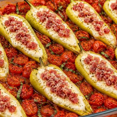 Stuffed Cubanelle Peppers in a Grape or Cherry Tomato Sauce